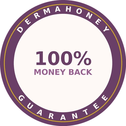 DermaHoney 100% money-back guarantee seal